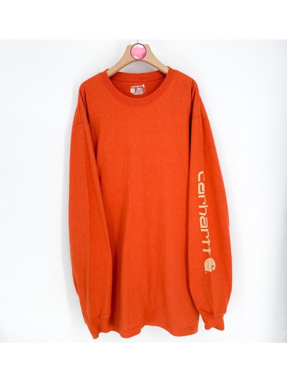 Carhartt Shirt Orange Work Wear Loose Fit Long Sleeve Heavyweight Men's 2XLarge